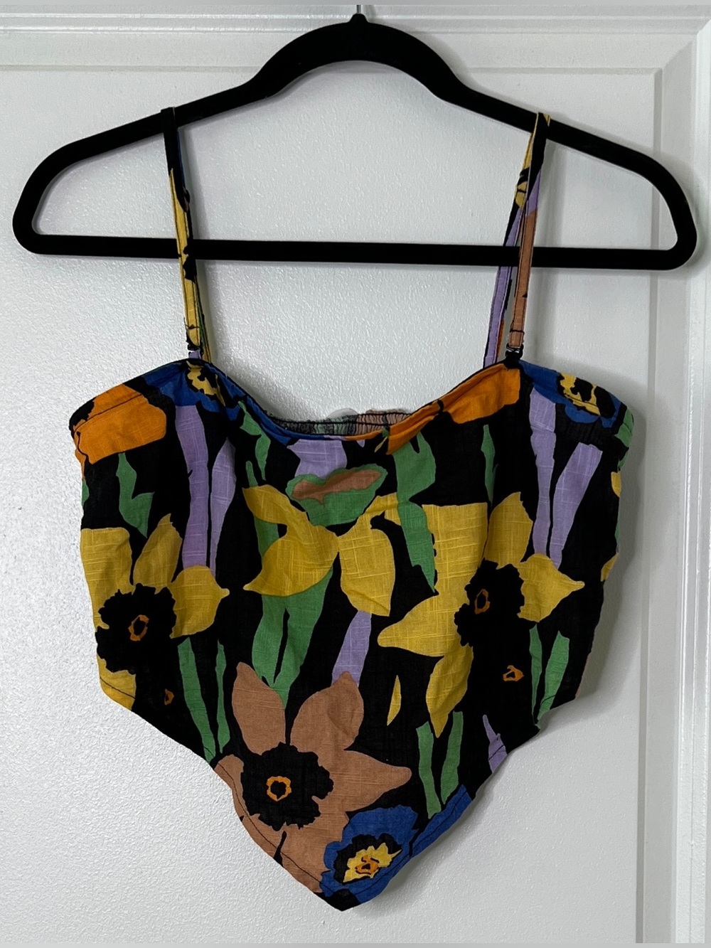 Roxy‎ Colorful Floral Handkerchief Hem Crop Top Size Medium